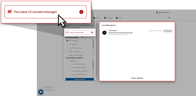 Unread messages banner