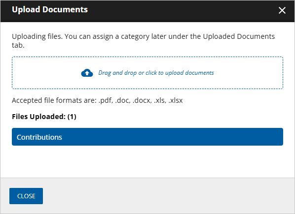 Upload Documents window
