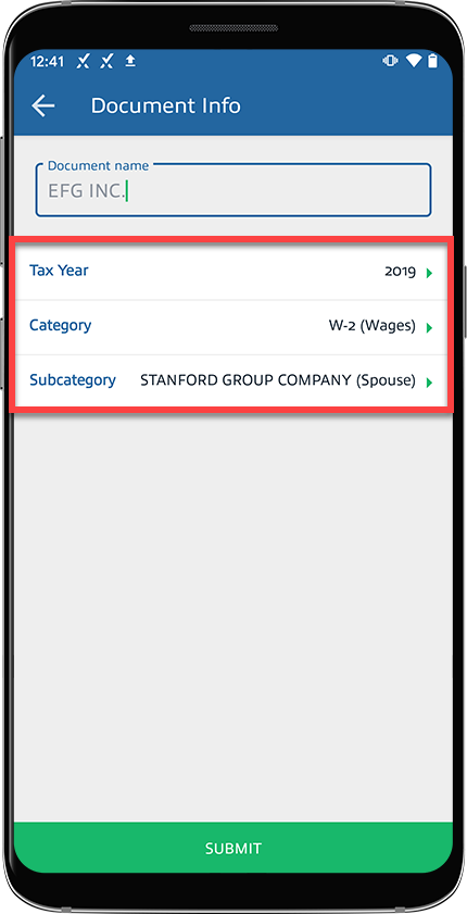 Review the Document Info before uploading the document