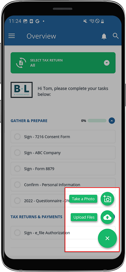 Upload options on Android