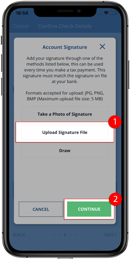 Select Upload Signature File