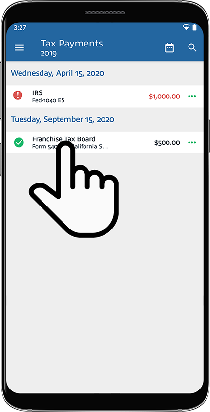 Select a tax payment to view