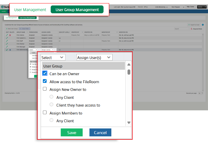 Select the Can by an Owner and Allow access to the FileRoom permissions