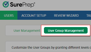 Select User Group Management from the USERS tab.