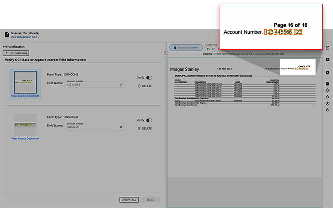 Value in the document viewer