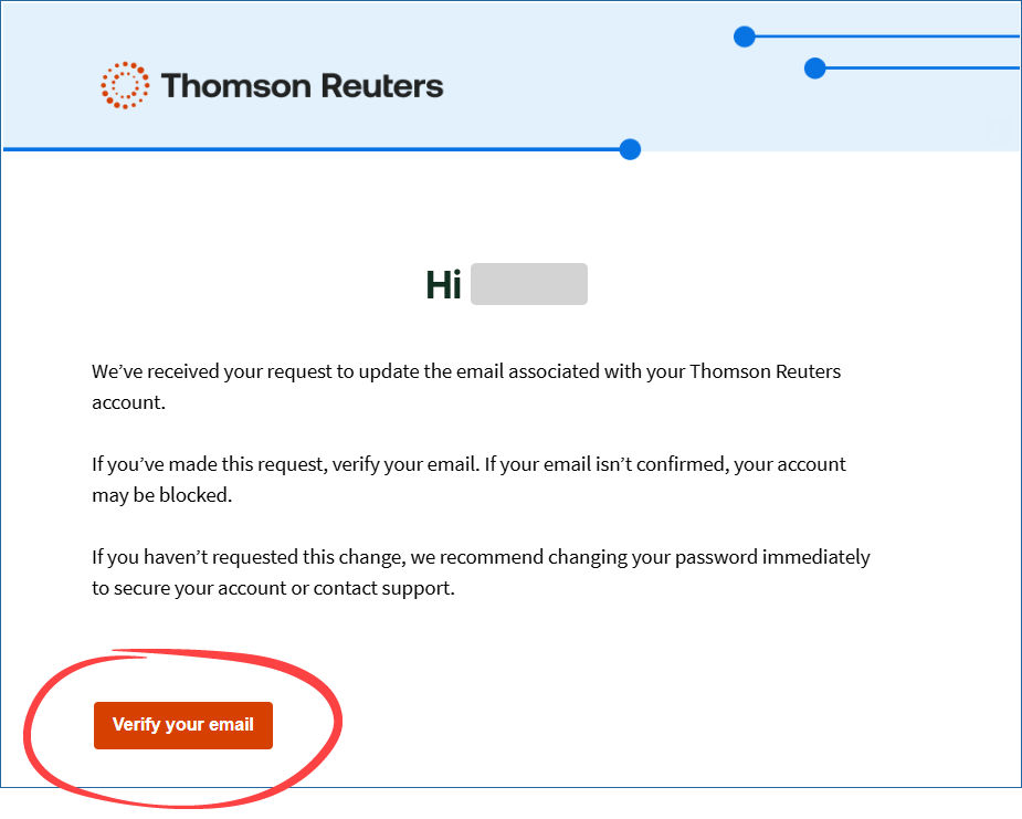Email to verify your TR account