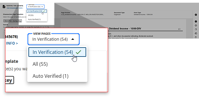 Select from the VIEW PAGES dropdown