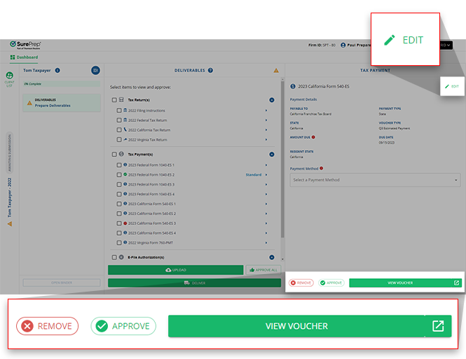 Select EDIT if you'd like to further edit the tax payment.