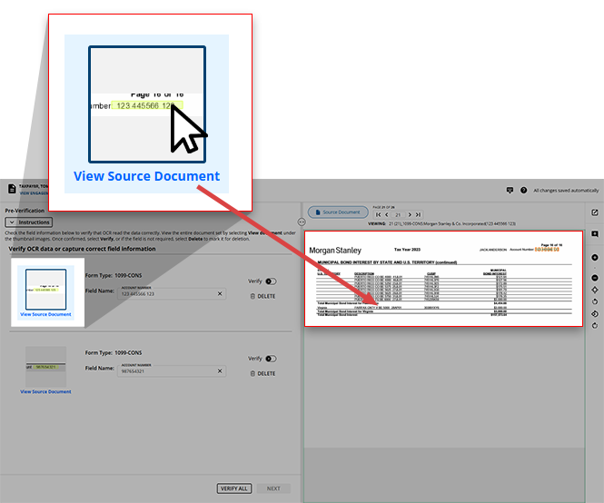 Selected value in the source document