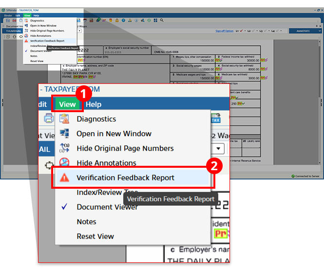 Select Verification Feedback Report
