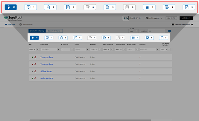 All Views icons in the Overview screen.