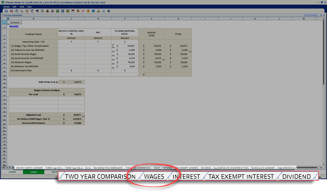 Select the WAGES tab.