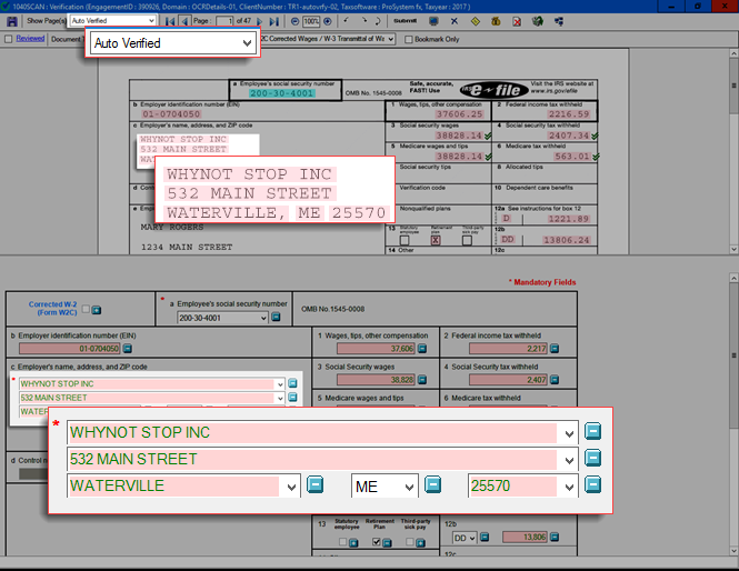Auto-verified fields.