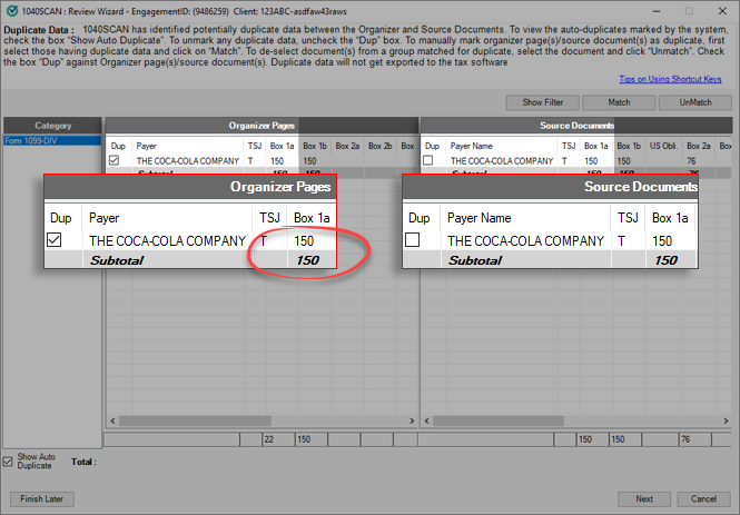 Compare the updated values