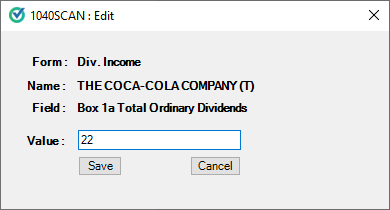 Enter the correct value into the Edit window.