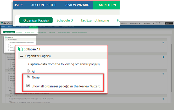 Select Show all organizer pages in the Review Wizard.