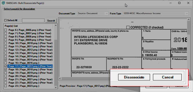 Select Disassociate to proceed.