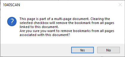 Confirmation message that user would like to remove the Bookmark Only.