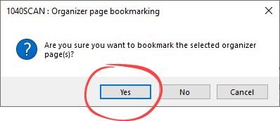 Select Yes to confirm bookmarking.