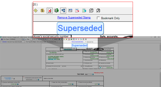 Superseded stamp on document.