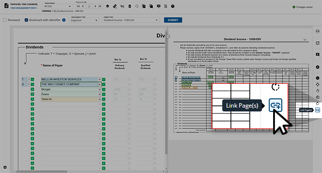 Select the Link Page(s) icon