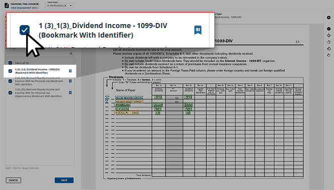 Select a bookmarked page