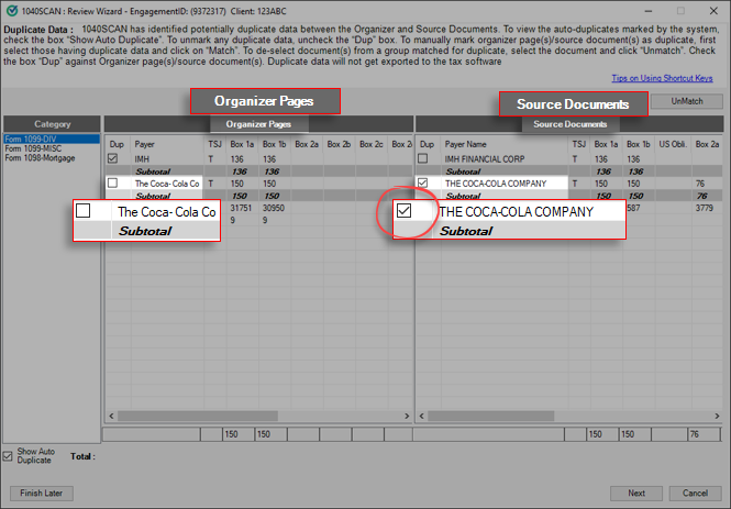 Clear the Dup checkbox.