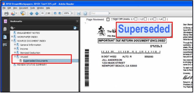 Superseded stamp on document.