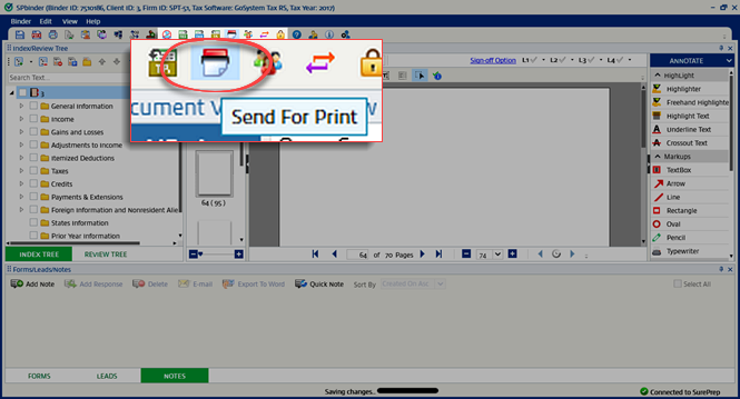 Select Send For Print.
