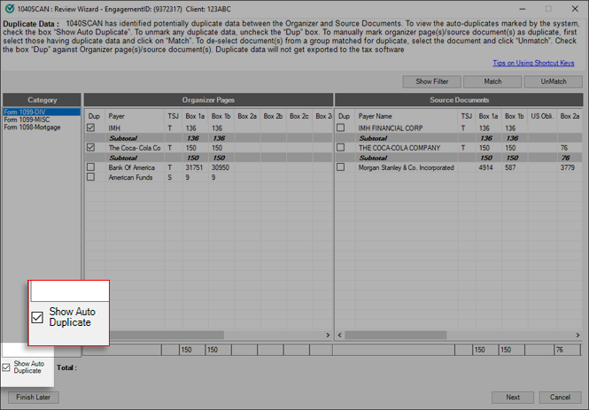 Select the "Show Auto Duplicate" checkbox.