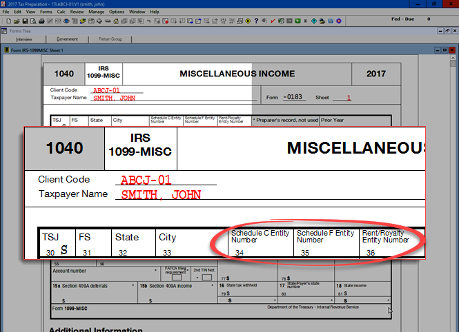 Schedule Entity Number fields