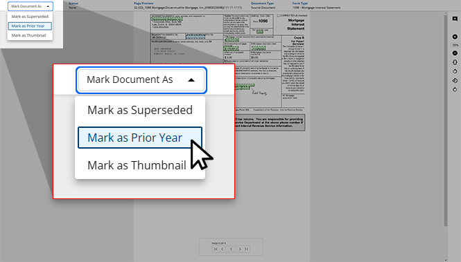 Select Mark as Prior Year