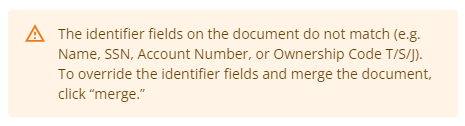 Warning that identifier fields do not match 