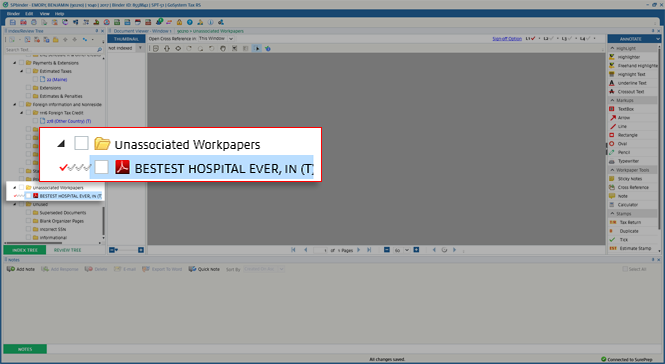 Document appearing in the Unassociated Workpapers folder