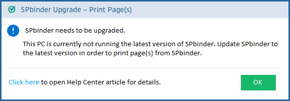SPbinder Upgrade - Print Page(s)