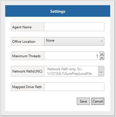 Enter the requested details in the Settings