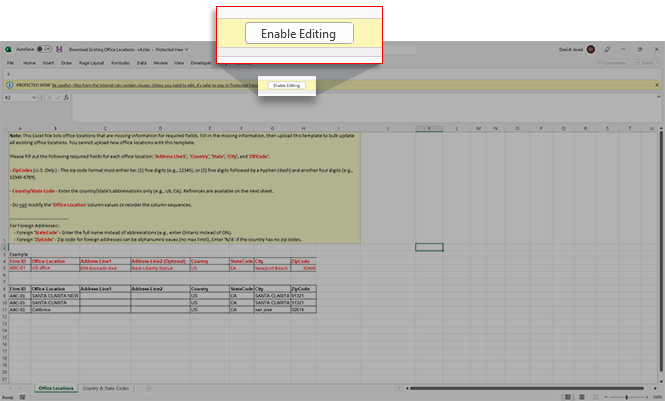 Select Enable Editing