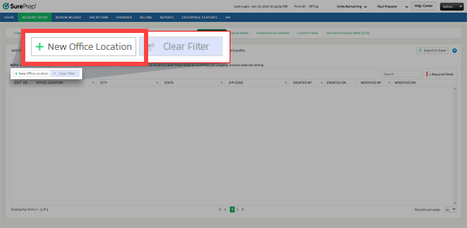 Select&nbsp;New Office Location.