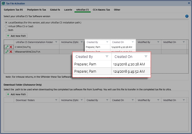 Created By and Created On columns