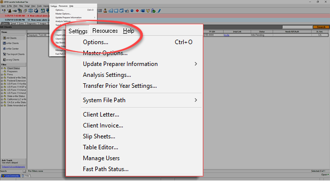 Select&nbsp;Settings then&nbsp;Options