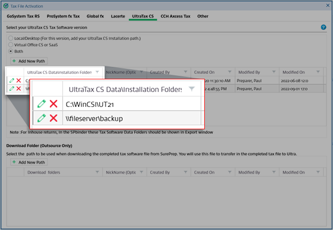 Listed Installation folders