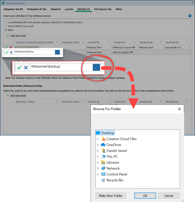 Browse for Folder window