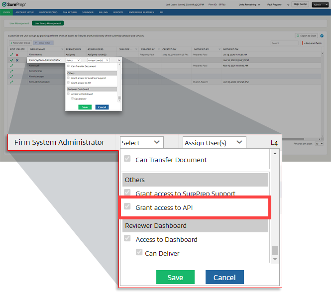 Select the "Grant access to API" checkbox.