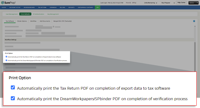 Select the checkboxes in the "Print Option" section