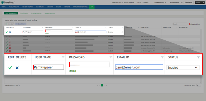 Select FileRoom, Admin, API, then User Management.