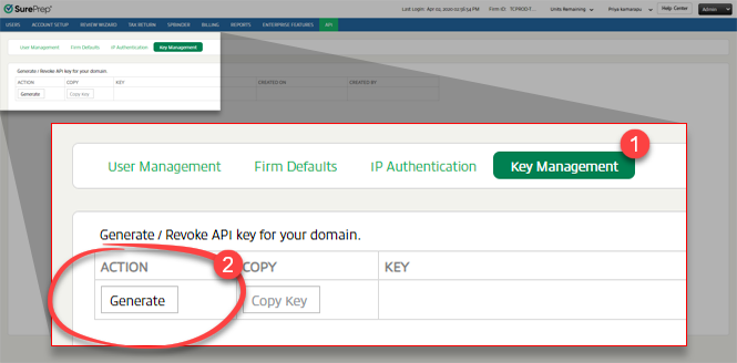 Select Key Management, then Generate.