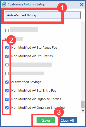Customize the billing report settings and select Save