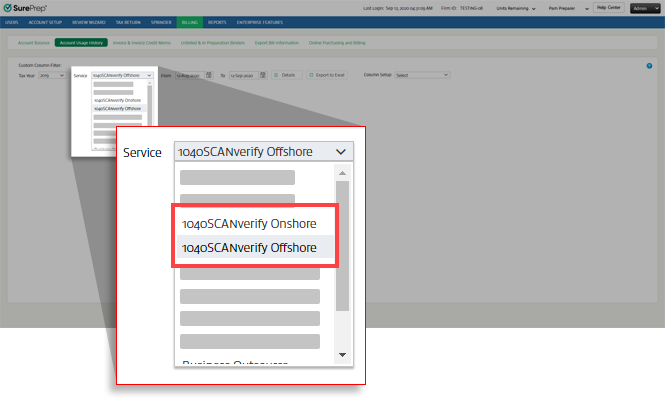 Select 1040SCANverify Offshore, or 1040SCANverify Onshore