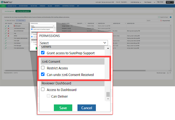 Select the "Can undo 7216 Consent Received" checkbox.