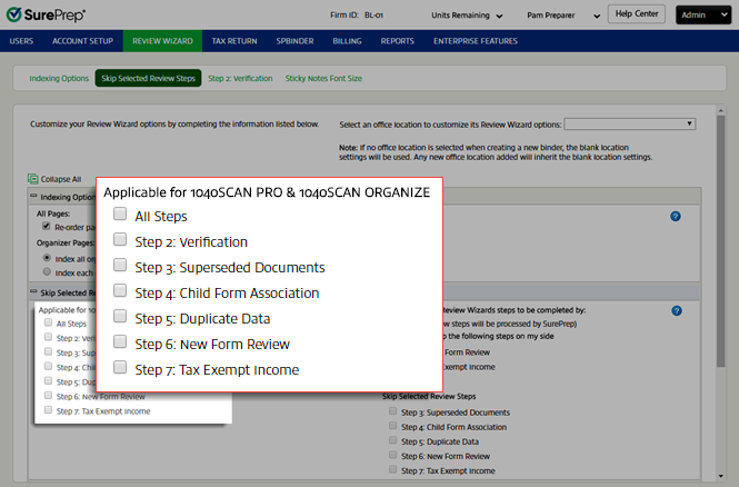 Applicable for 1040SCAN PRO & 1040SCAN ORGANIZE section